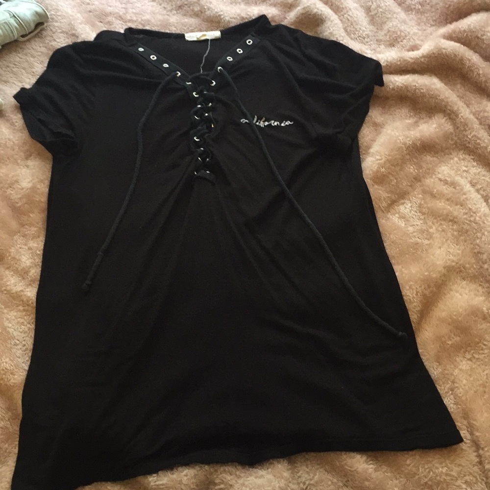 Black tie up super soft tee shirt